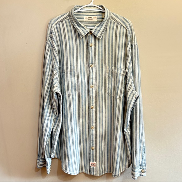 Vintage Levi’s Blue & White Stripe Relaxed Cotton Button Up Shirt - Size XXL EUC - Picture 2 of 15